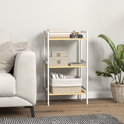 HOMCOM Three-Tier Bamboo Adjustable Shelf Storage Unit 