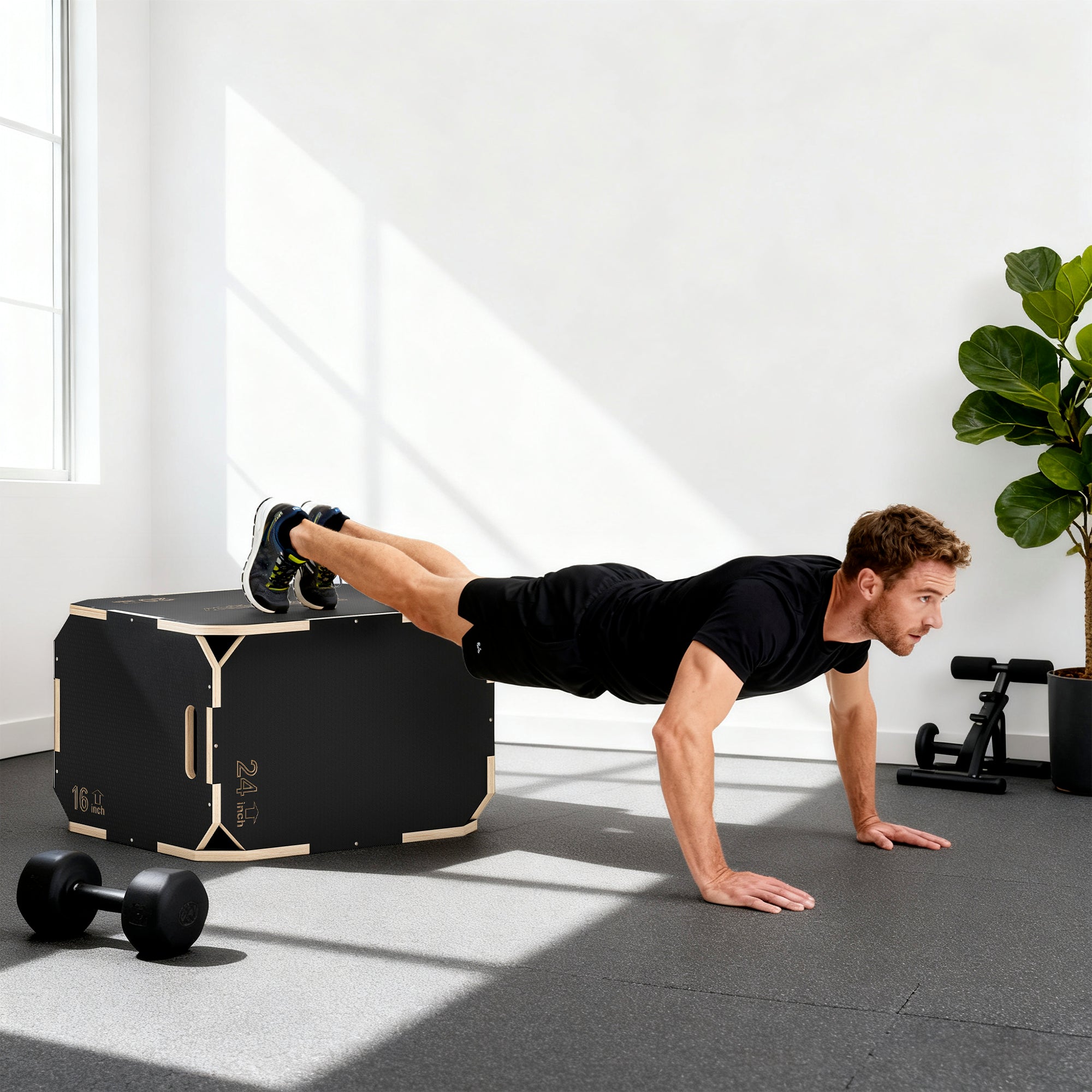 SPORTNOW Non-Slip Plyo Box, Corner-free Wooden Jump Box, 41 x 61 x 51 cm 
