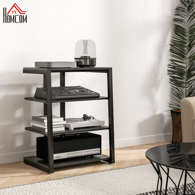 HOMCOM HiFi Stand, with Four Storage Shelves - Black 