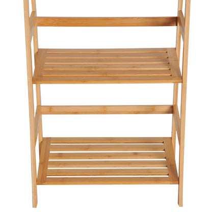 HOMCOM Bamboo Ladder Shelf, 4-Tier Bookshelf, Freestanding Bookcase for Living Room, Study, Bedroom, Home Office, 48 x 31.5 x 120cm, Natural Wood Effect 
