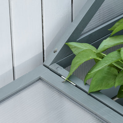 Outsunny Garden Cold Frame Polycarbonate Greenhouse with Adjustable Shelves, Double Doors, Openable Top Covers, Grow House for Flower Vegetable Plants, 80 x 47 x 138cm, Grey 