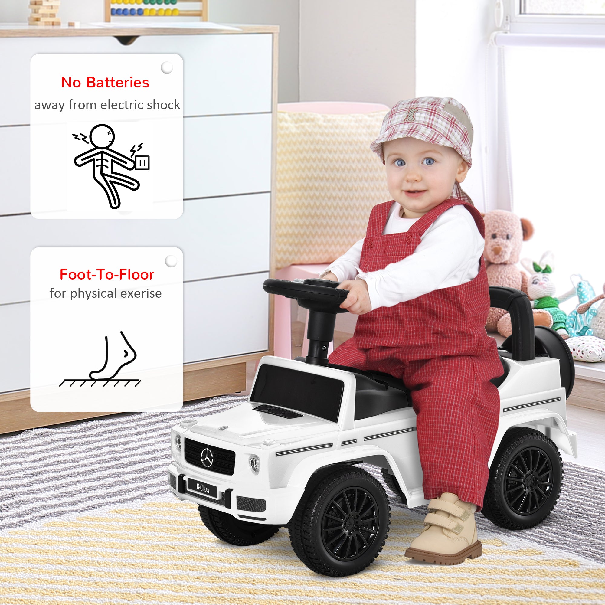 HOMCOM 3 in 1 Kids Ride On Car G350 Licensed Foot To Floor Slider Toddler Push Along NO POWER White 12-36 months 