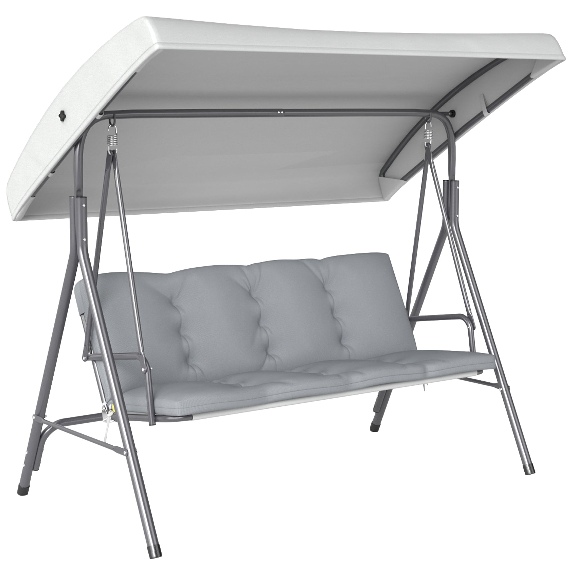 Outsunny Three-Seater Garden Swing Seat - Light Grey 