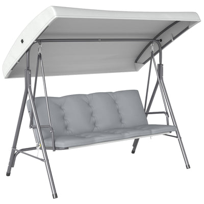 Outsunny Three-Seater Garden Swing Seat - Light Grey 