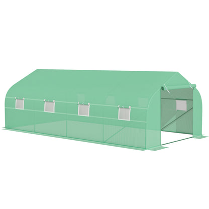 Outsunny Polytunnel Greenhouse with Windows and Door, Walk in Greenhouse for Garden, Backyard (6 x 3 M) 