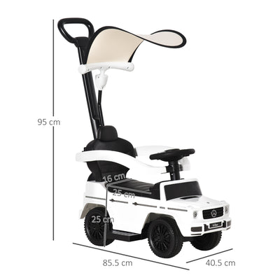 HOMCOM 3 in 1 Kids Children Ride on Push Car Toddler Sliding Car G350 Licensed Walker Foot to Floor Slider Push-Along with Horn Steering Wheel NO POWER Manual, White 