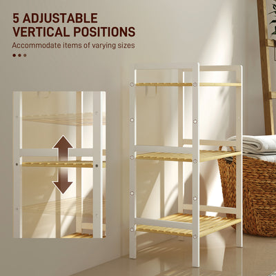 HOMCOM Three-Tier Bamboo Adjustable Shelf Storage Unit 