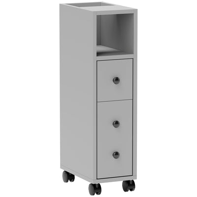 kleankin Slimline Bathroom Storage Cabinet - Grey 