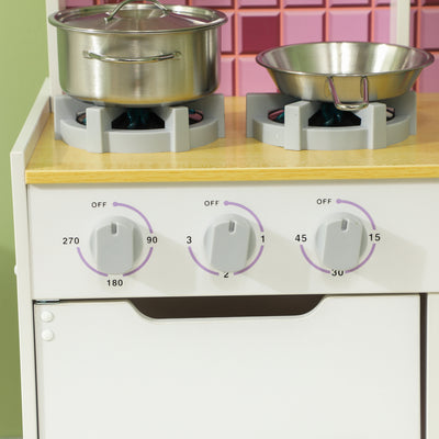 AIYAPLAY Kids Play Kitchen, Pretend Play Kitchen with Realistic Oven, Stove, Sink, Kitchen Accessories, White 