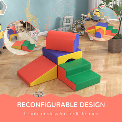 HOMCOM 4-Piece Soft Play Set for Toddlers 1-3 Years, Red 