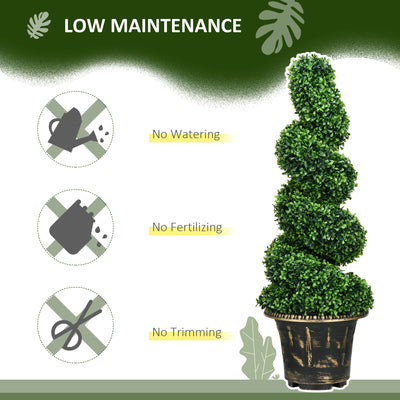 HOMCOM Set of 2 Artificial Plants, Topiary Spiral Boxwood Trees with Pot, for Home Indoor Outdoor Decor, 90cm 