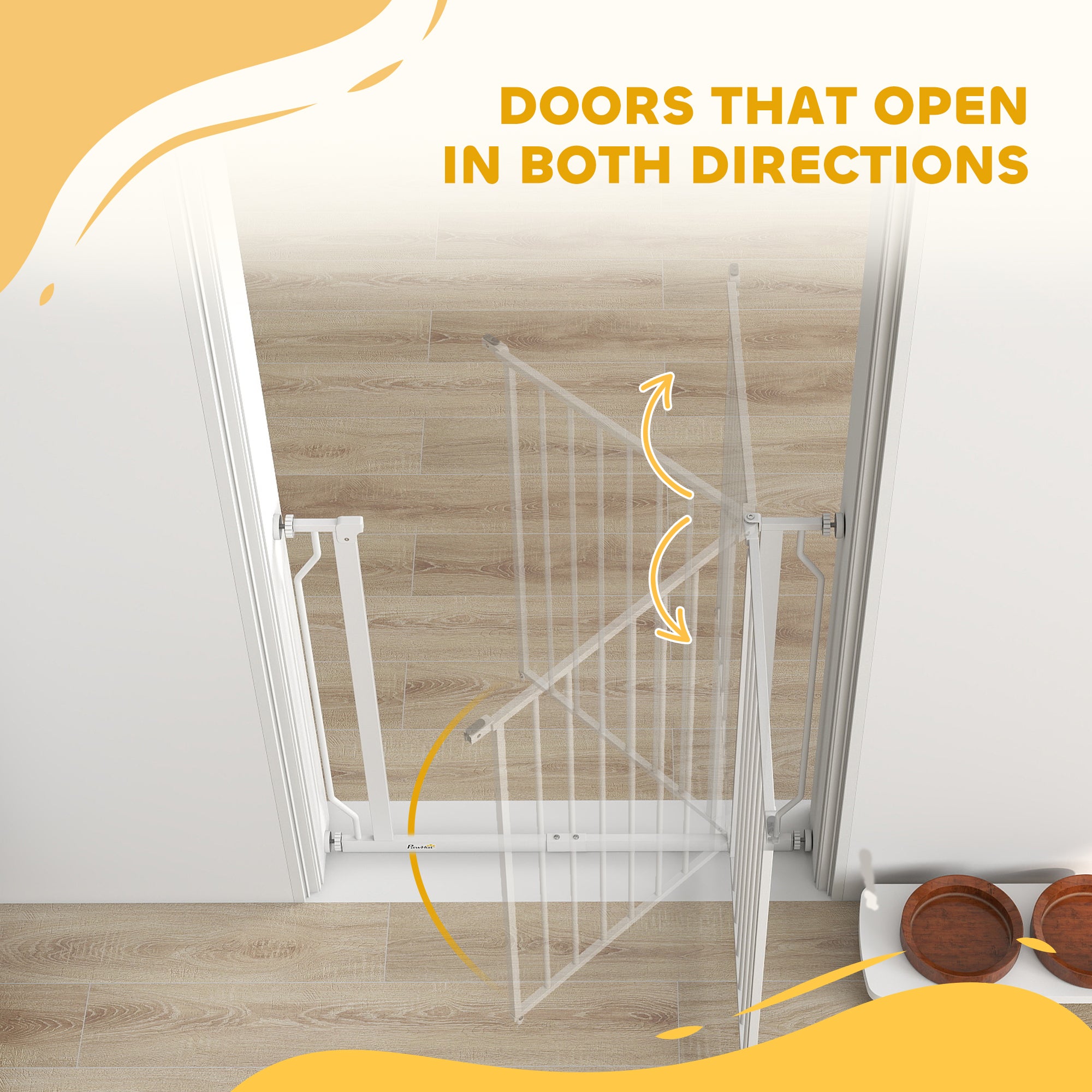 PawHut Extra Wide Dog Gate, with Door Pressure, for Doorways, Hallways, Staircases - White 