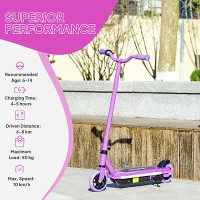 AIYAPLAY Electric Scooter for Ages 6-14, with Colourful Light and Electric Brake, Electric Scooter E Scooter, Up to 10 KM/H & 8 KM, Purple 