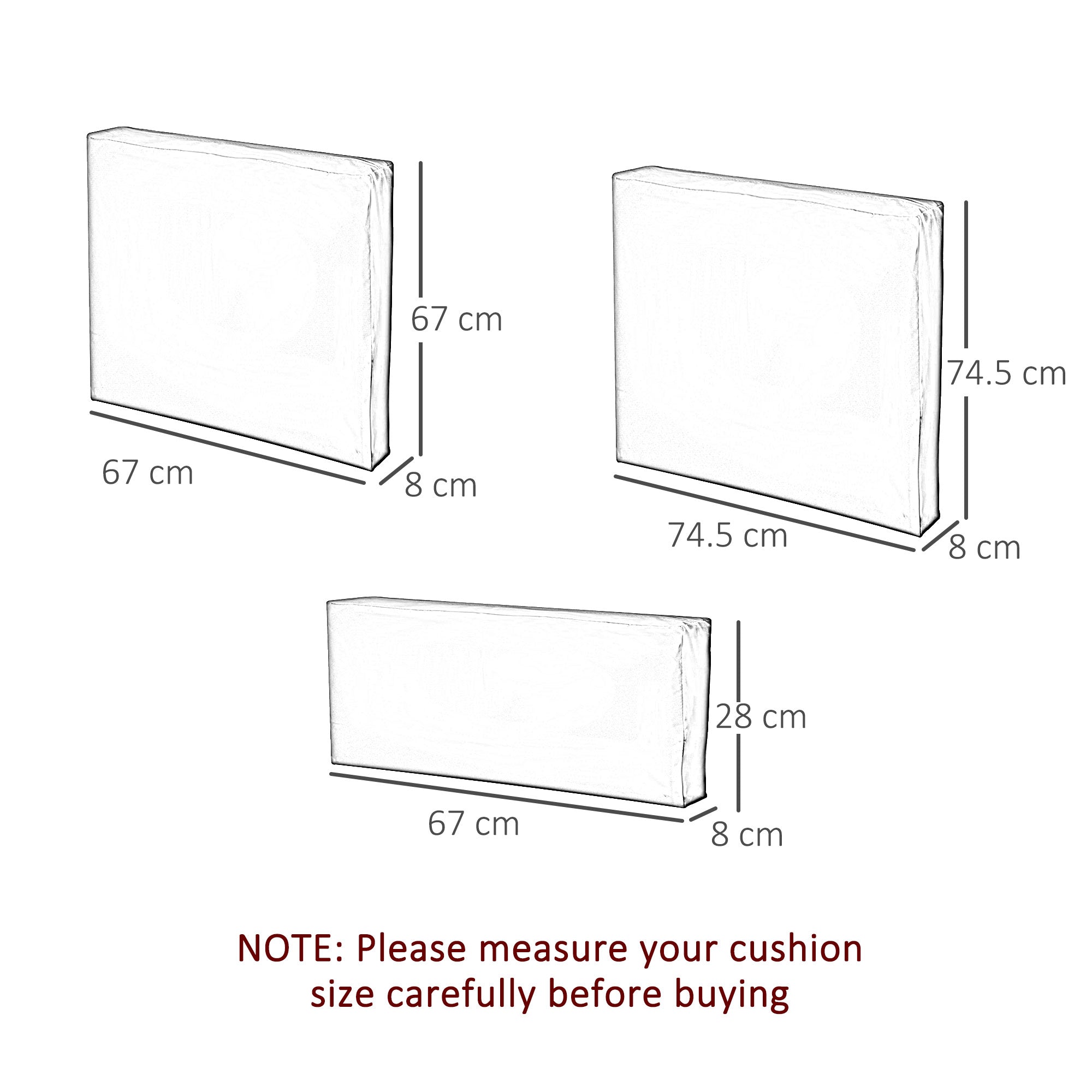 Outsunny Cushion Cover Replacement Garden Rattan Patio Furniture Seat Cover 