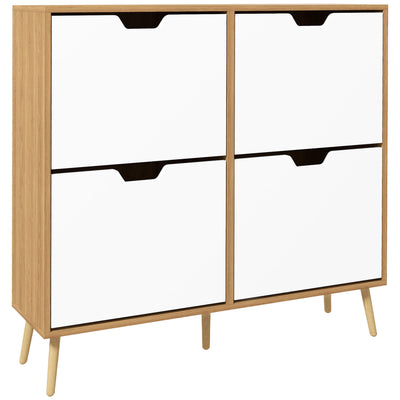 HOMCOM Shoe Storage Cabinet, 4 Flip Drawers, Shoe Organizer for 16 Pairs of Shoes, Natural 
