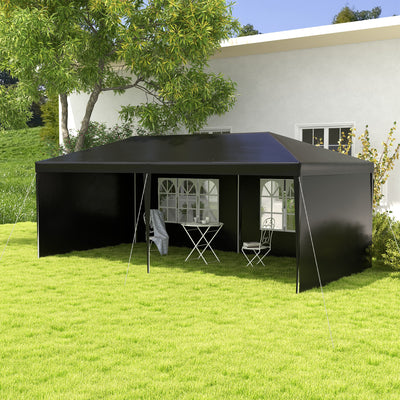 Outsunny 6 x 3 m Party Tent Gazebo Marquee Outdoor Patio Canopy Shelter with Windows and Side Panels Black 