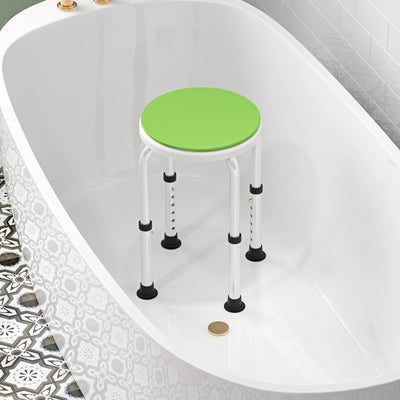 HOMCOM 360\'c2\'b0 Swivel Shower Chair, Height Adjustable Aluminium Shower Stool with Non-Slip Feet for Disabled, Elderly, Green 