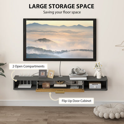 HOMCOM 140 cm Floating TV Stand with Storage - Charcoal Grey 