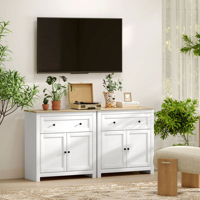 HOMCOM Sideboard Storage Cabinet, Morden Kitchen Cupboard with Adjustable Shelf, Drawer and Double Doors, Sideboard for Living Room, Dining Room, Hallway, White 