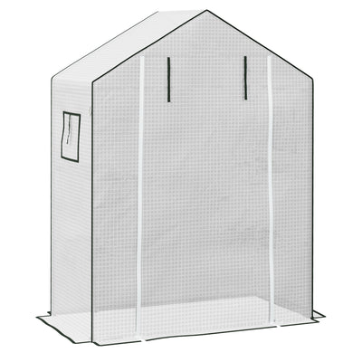 Outsunny Greenhouse Cover Replacement Walk-in PE Hot House Cover with Roll-up Door and Windows, 140 x 73 x 190cm, White 