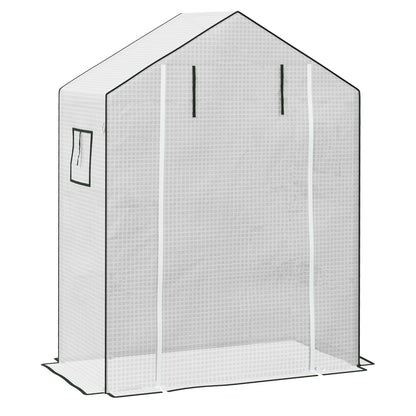 Outsunny Greenhouse Cover Replacement Walk-in PE Hot House Cover with Roll-up Door and Windows, 140 x 73 x 190cm, White