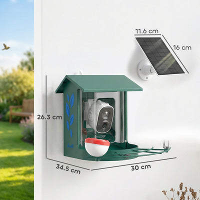 PawHut Smart Bird Feeder Camera 2K HD with AI Identifies 16,000+ Species, 2K HD Auto Capture Video, APP Instant Notifications 