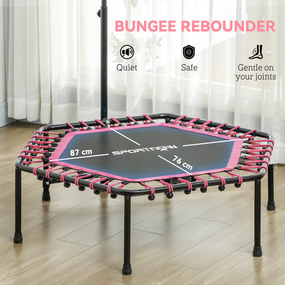 SPORTNOW 45" Rebounder Trampoline for Adults, Quiet Bungee Rebounder with LED Lights and Adjustable Handle, Pink
