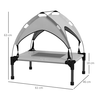 PawHut Cooling Raised Pet Bed w/ Washable Breathable Mesh, for Mini Small Dogs, 61 x 46 x 63cm - Light Grey 