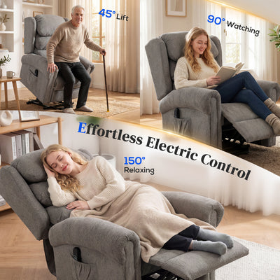 HOMCOM Velvet-Feel Electric Riser Recliner Chair, Power Lift Recliner Chair for Elderly with Remote Control, Dark Grey 
