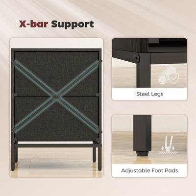 HOMCOM Chest of Drawers, Dresser with 2 Fabric Drawers and Aluminium Handles - Black 