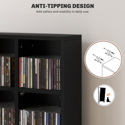 HOMCOM CD Storage Unit with Adjustable Shelves, 89 x 130.5 cm, Black 