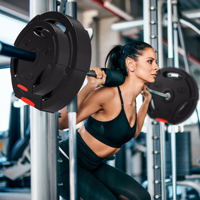 SPORTNOW Olympic Weight Plates Set, with Two 10kg and Two 5kg weights, Black 