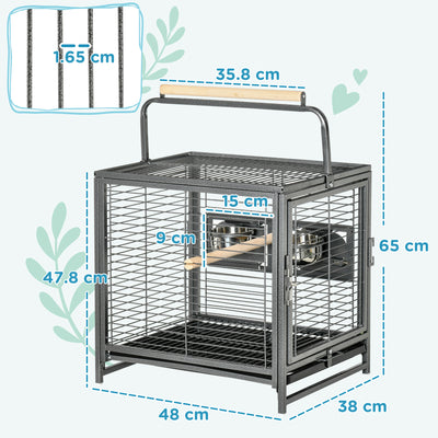 PawHut Parrot Cage, Travel Carry Pet Bird Cage, with Metal Handle 