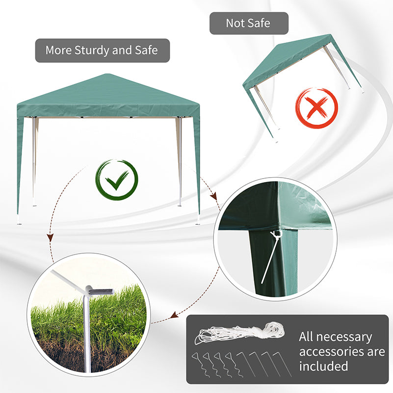 Outsunny 3 x 3M Garden Pop Up Gazebo Height Adjustable Marquee Party Tent Wedding Canopy with Carrying Bag, Green 