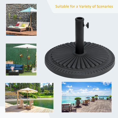 Outsunny 14kg Round Cement Parasol Base Umbrella Weight Stand Holder Fits Φ35mm,Φ38mm,Φ48mm Pole for Patio Outdoor Garden - Black 