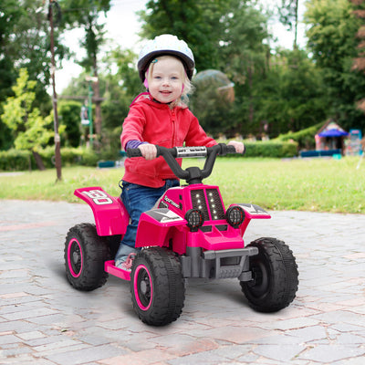 AIYAPLAY 6V Electric Quad Bike for Kids, Ride On ATV w/ Forward Backward, Headlights, for 18-36 Months, Pink 
