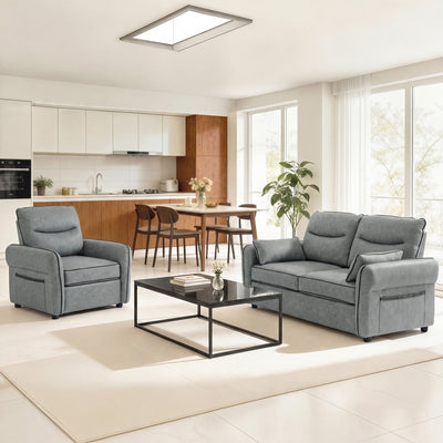 HOMCOM Accent Chair, Faux Leather Armchair - Grey 