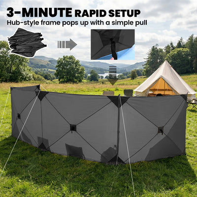 Outsunny Camping Windbreak Pop Up Windbreaker Blocker with Ropes Pegs for Beach Caravan Outdoor 480 x 120 cm 