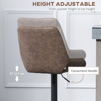HOMCOM Set of Two Faux Leather Retro Bar Stools - Brown 