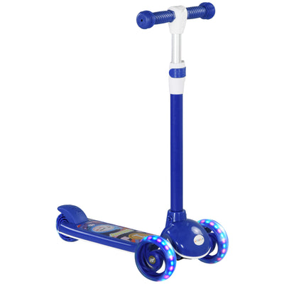 AIYAPLAY Kids 3 Wheel Scooter for 2-6 Years Old w/ Adjustable Height, LED Light, TPE Handlebar, Blue 