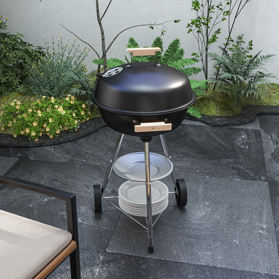 Outsunny Portable Round Kettle Charcoal Grill BBQ Smoker with Lid Outdoor Heat Control Party Patio Barbecue Garden 
