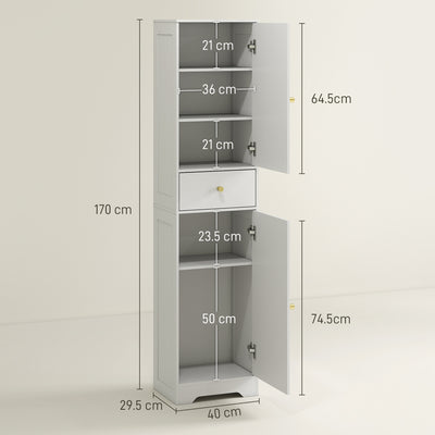 HOMCOM Tall Bathroom Cabinet with Arched Doors - White 