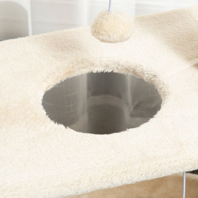 PawHut Cat Tree Tower, with Scratching Posts, Pad, Bed, Perch, Toy Ball - Light Brown 