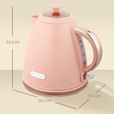 HOMCOM 3kW Rapid Boil Honeycomb Kettle - Light Pink 