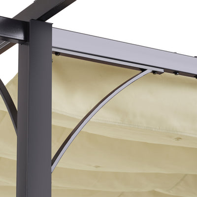 Outsunny 3 x 3(m) Metal Pergola with Retractable Roof, Garden Gazebo Metal Pergola Canopy. Outdoor Sun Shade Shelter for Party BBQ, Beige 