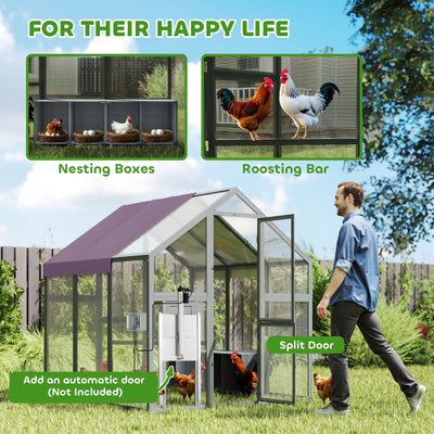 PawHut Large Walk In Chicken Run with Waterproof & Anti-UV Cover, for 6-8 Chickens, for Garden, Farm, 5.5' x 6' x 6' 