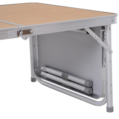 Outsunny 3ft Aluminium MDF-Top Folding Picnic Table Portable Camping Table 