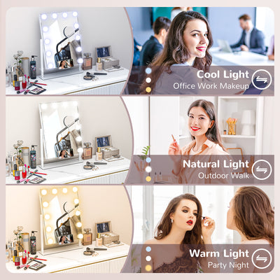 HOMCOM 12 LED bulb Tabletop Makeup Mirror, with Adjustable Settings 
