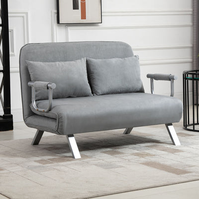 HOMCOM Two-Seater Click-Clack Sofa Bed - Light Grey 