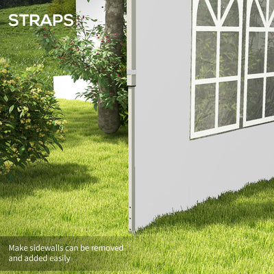 Outsunny Gazebo Side Panels, Sides Replacement with Window for 3x3(m) or 3x4m Pop Up Gazebo, 2 Pack, White 